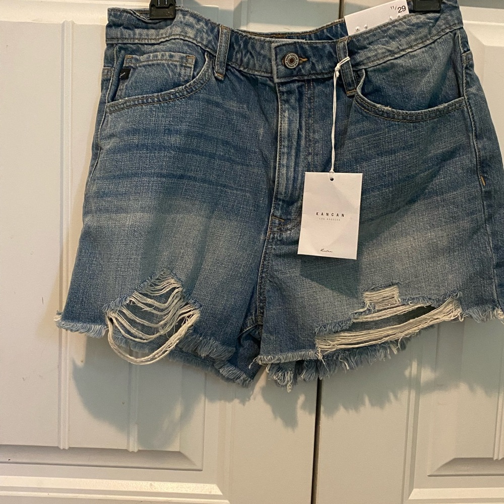 Denim Blue Distressed Women Shorts